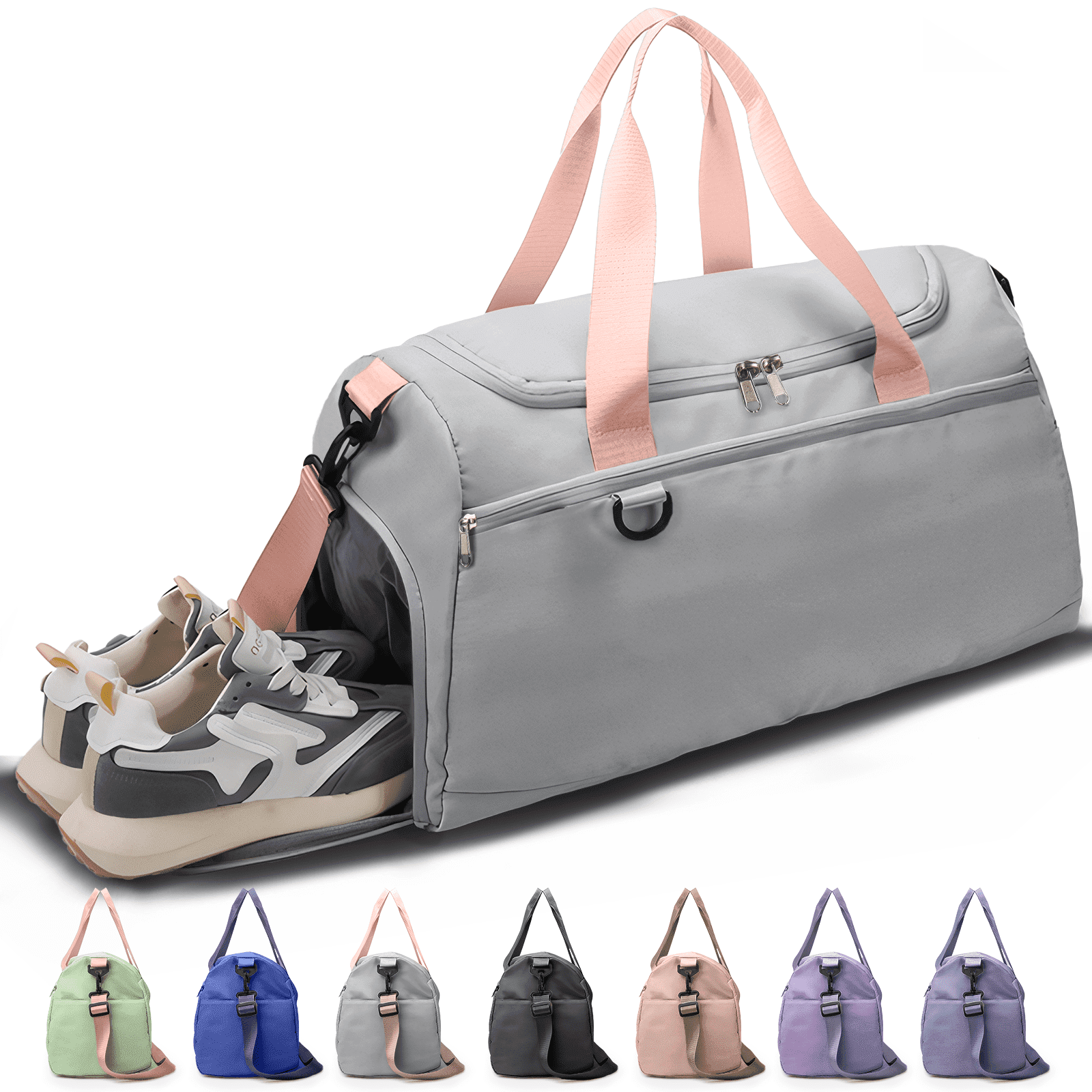 Travel Duffle Bag Gym Bags with Shoe Compartment Wet Pocket Waterproof for Weekender Overnight Gym Sports Traveling Swimming Yoga Workout, Black