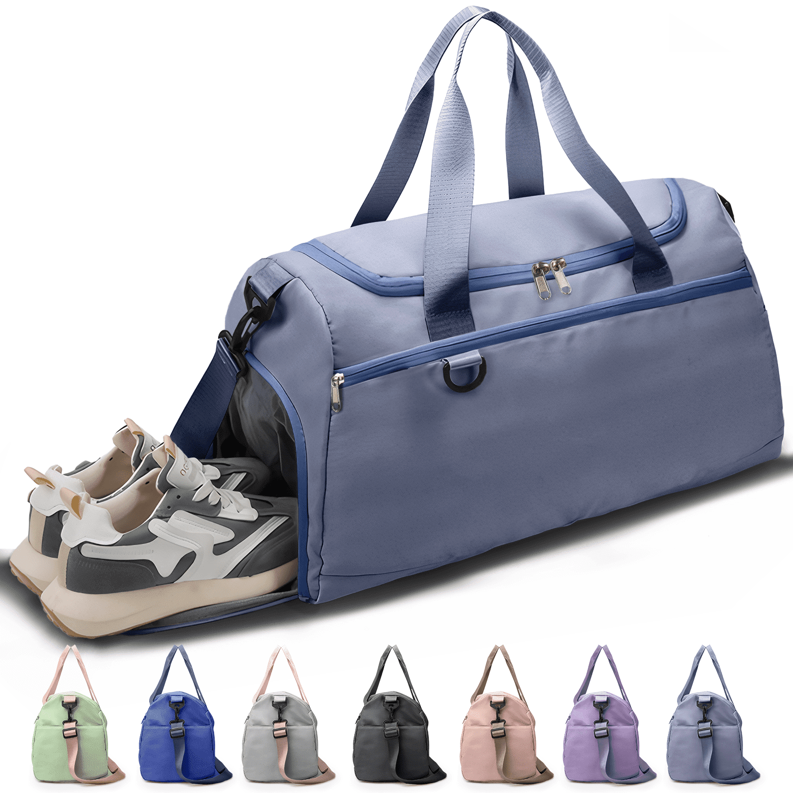 Travel Duffle Bag Gym Bags with Shoe Compartment Wet Pocket Waterproof for Weekender Overnight Gym Sports Traveling Swimming Yoga Workout, Black